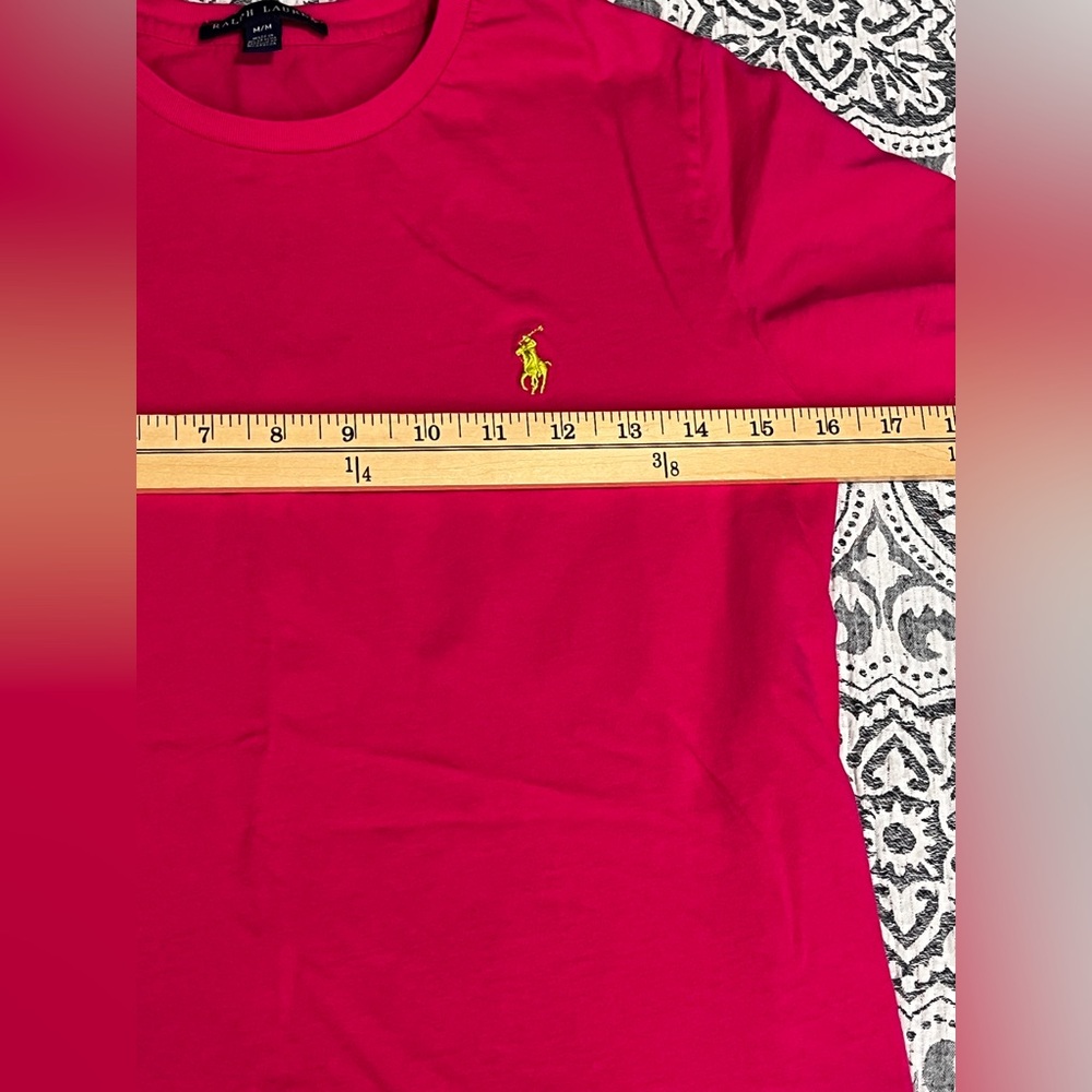Ralph Lauren Bright Pink Cotton Tee with Logo Medium - Picture 5 of 8